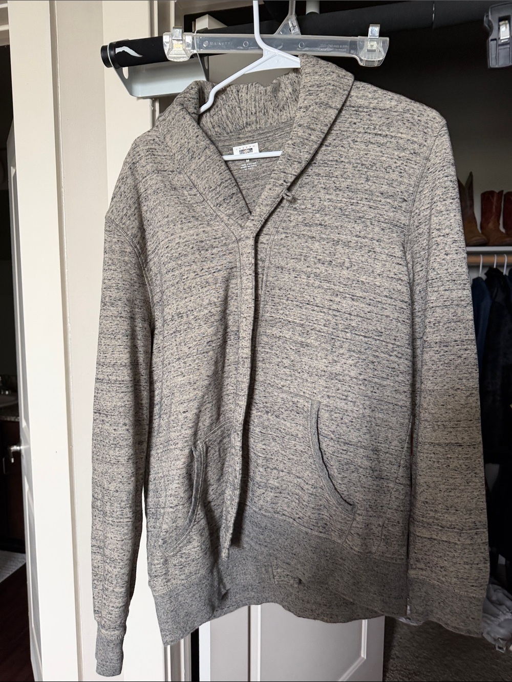 Joseph Abboud Men's Shawl Zip-Up Sweater - Heather Beige/Gray